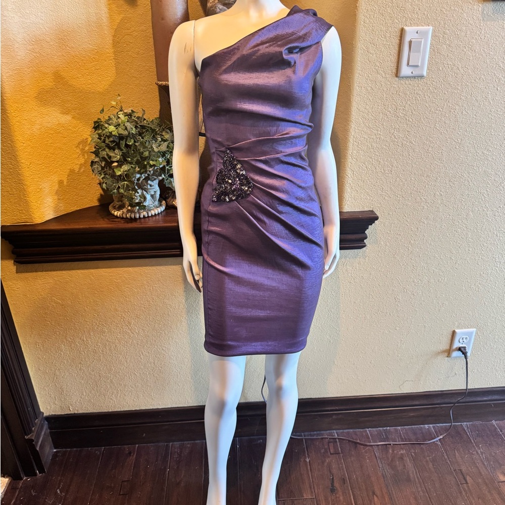 Elegant Purple One-Shoulder Dress